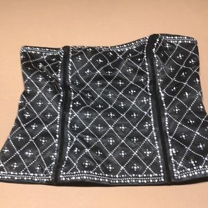 White House Black Market Black and White Strapless Top